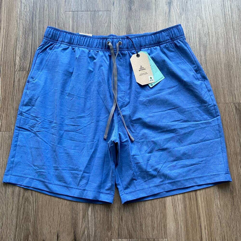 Prana Metric E-Waist Short 8" Men's XXL Rich Sapphire Standard Fit Stretch Trunk